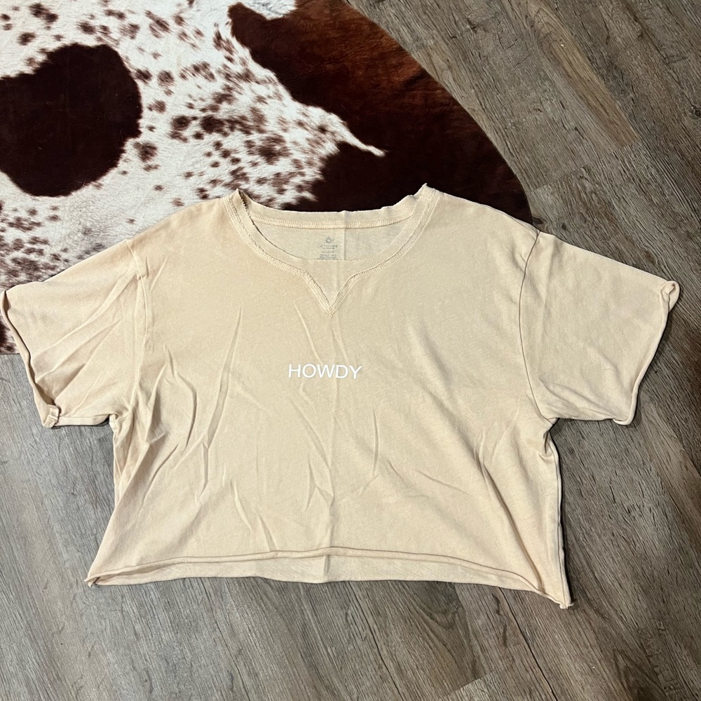 Offline by Aerie HOWDY Graphic Cropped Crewneck T-shirt, size medium